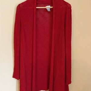 Chico's Vibrant Red Long Cardigan Sweater - One size fits all